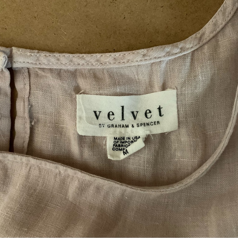 Velvet Graham & Spencer Linen Tiered Sleeveless Top Light Pink Medium - Picture 7 of 8